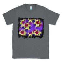 Charcoal Heather halloween bat and roses background Classic Tee - BundleAndBundleShop