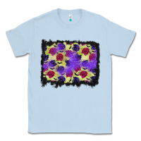 Dusty Blue halloween bat and roses background Classic Tee - BundleAndBundleShop