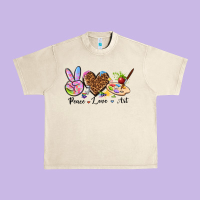 Peace Love Art Urban Heavy Tee Designed By Texasbilliewilder