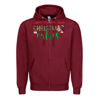 Burgundy Snowflakes and Christmas cakes Zipper Hoodie - JahusDesignShop