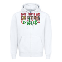 White Snowflakes and Christmas cakes Zipper Hoodie - JahusDesignShop