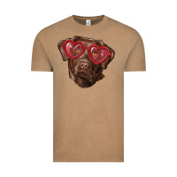 Vintage Coffee labrador retriever with love glass Vintage Tee - RanaPortraitStore