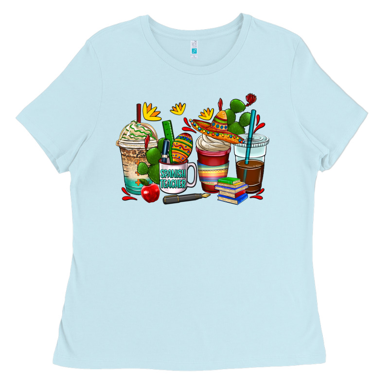 Spanish Teacher Coffee Cups Ladies Tee by AdoDesignShop | Teevron