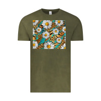 Vintage Olive Leopard And Tiger Daisy Vintage Tee - RanaPortraitStore