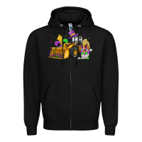 Black mardi gras gnome bulldozer Zipper Hoodie - JahusDesignShop