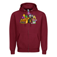 Burgundy mardi gras gnome bulldozer Zipper Hoodie - JahusDesignShop