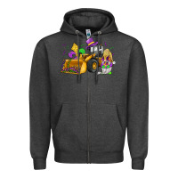Charcoal Heather mardi gras gnome bulldozer Zipper Hoodie - JahusDesignShop