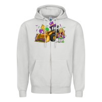 Dove Grey mardi gras gnome bulldozer Zipper Hoodie - JahusDesignShop