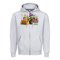 Heather Grey mardi gras gnome bulldozer Zipper Hoodie - JahusDesignShop