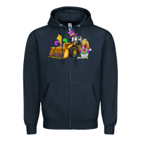 Navy mardi gras gnome bulldozer Zipper Hoodie - JahusDesignShop