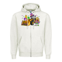 Oatmeal Heather mardi gras gnome bulldozer Zipper Hoodie - JahusDesignShop