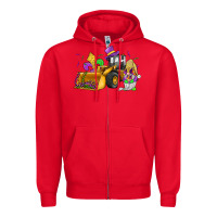Red mardi gras gnome bulldozer Zipper Hoodie - JahusDesignShop