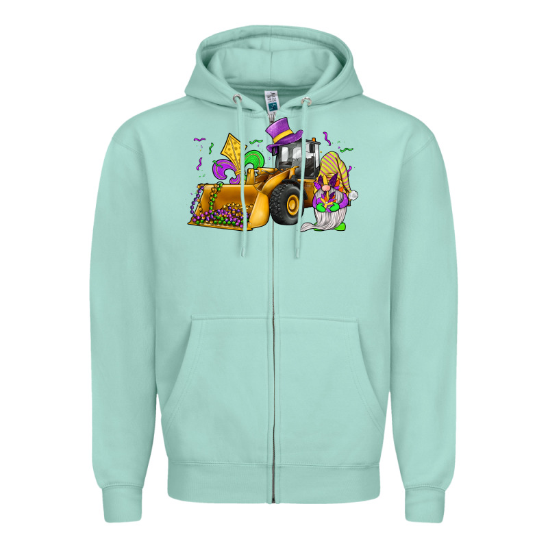 Mardi Gras Gnome Bulldozer Zipper Hoodie by JahusDesignShop | Teevron