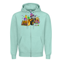 Seafoam mardi gras gnome bulldozer Zipper Hoodie - JahusDesignShop