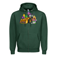 Sports Green mardi gras gnome bulldozer Zipper Hoodie - JahusDesignShop