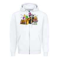 White mardi gras gnome bulldozer Zipper Hoodie - JahusDesignShop