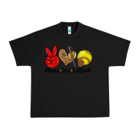 Black peace love softball Urban Heavy Tee - Zillion Design Studio