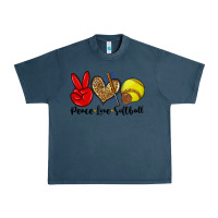 Midnight Navy peace love softball Urban Heavy Tee - Zillion Design Studio