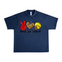Navy peace love softball Urban Heavy Tee - Zillion Design Studio