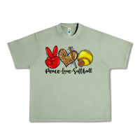 Oil Green peace love softball Urban Heavy Tee - Zillion Design Studio