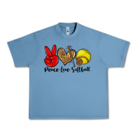 Pebble Blue peace love softball Urban Heavy Tee - Zillion Design Studio