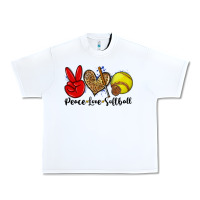 White peace love softball Urban Heavy Tee - Zillion Design Studio