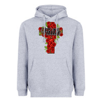 Heather Grey faith floral cross Heavyweight Hoodie - NancyCooperArtShop