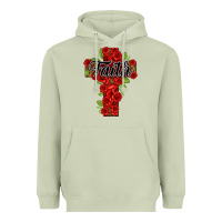 Matcha faith floral cross Heavyweight Hoodie - NancyCooperArtShop