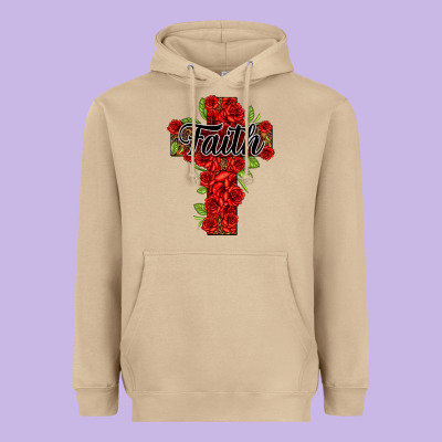 Faith Floral Cross Heavyweight Hoodie Designed By Nancycooperartshop