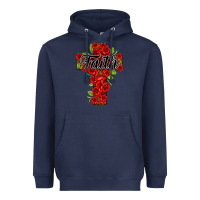 Navy faith floral cross Heavyweight Hoodie - NancyCooperArtShop