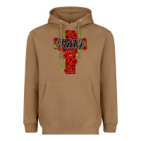 Toasted Coconut faith floral cross Heavyweight Hoodie - NancyCooperArtShop
