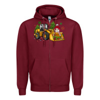 Burgundy christmas bulldozer snowman Zipper Hoodie - JahusDesignShop