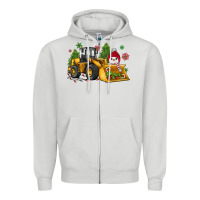 Christmas Bulldozer Snowman Zipper Hoodie | Teevron