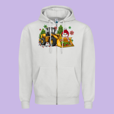 Christmas Bulldozer Snowman Zipper Hoodie Designed By Jahusdesignshop