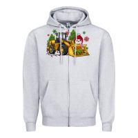 Heather Grey christmas bulldozer snowman Zipper Hoodie - JahusDesignShop