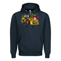 Navy christmas bulldozer snowman Zipper Hoodie - JahusDesignShop