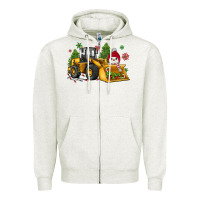 Oatmeal Heather christmas bulldozer snowman Zipper Hoodie - JahusDesignShop