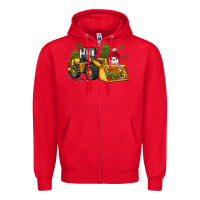 Red christmas bulldozer snowman Zipper Hoodie - JahusDesignShop