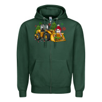 Sports Green christmas bulldozer snowman Zipper Hoodie - JahusDesignShop