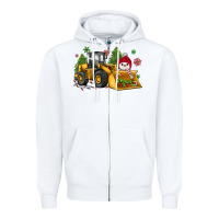 White christmas bulldozer snowman Zipper Hoodie - JahusDesignShop