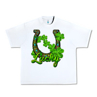 White lucky shamrock horseshoe Urban Heavy Tee - RanaPortraitStore