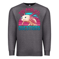 Charcoal Heather you axolotl questions 80's retro sunset Premium Sweatshirt - Jasminsmagicworld