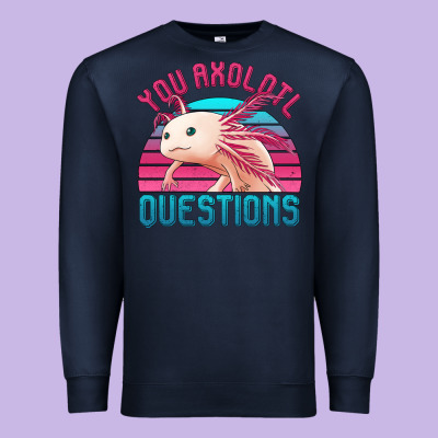 You Axolotl Questions 80's Retro Sunset Premium Sweatshirt Designed By Jasminsmagicworld