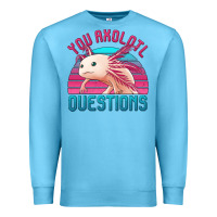 Ocean Blue you axolotl questions 80's retro sunset Premium Sweatshirt - Jasminsmagicworld