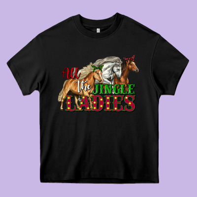 All The Jingle Ladies Christmas Horses Heavy Core Tee Designed By Lillyallendesigns