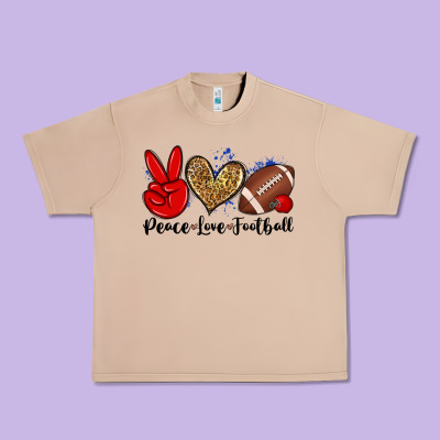 Peace Love Football Urban Heavy Tee Designed By Zillion Design Studio