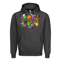 Charcoal Heather lpn halloween nurse with Zipper Hoodie - AdoDesignShop
