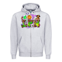 Heather Grey lpn halloween nurse with Zipper Hoodie - AdoDesignShop