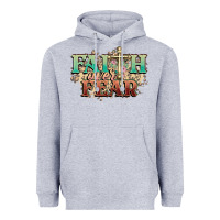 Heather Grey faith over fear cross Heavyweight Hoodie - NancyCooperArtShop