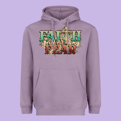 Faith Over Fear Cross Heavyweight Hoodie Designed By Nancycooperartshop